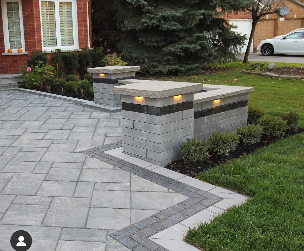 Interlock driveway installation in Burlington by Seven Stones Landscape