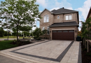Interlock driveway and front landscaping project Hamilton region